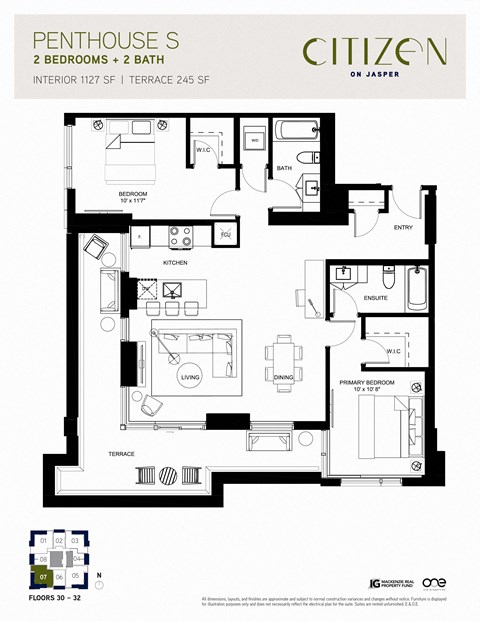 2 bed 2 bath Penthouse S at Citizen on Jasper, Edmonton, Alberta